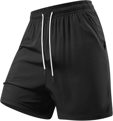 Running Shorts for Men Quick Dry Drawstring Stretch Lightweight Outdoor Hiking Sports Athletic Gym Short Pants in Saudi Arabia