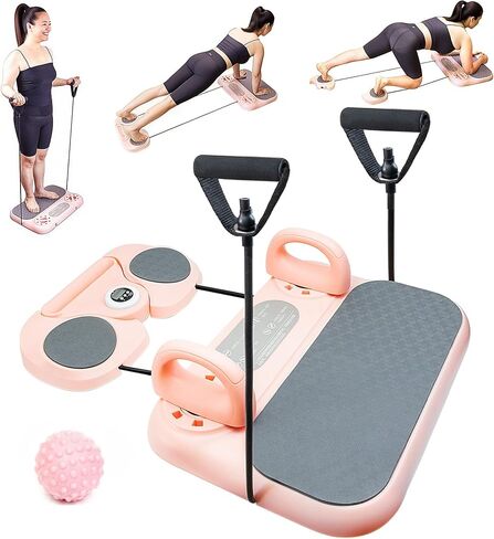 Multifunctional 5-in-1 Pilates Board – Ab Core Trainer with Push-Up Handles, Resistance Bands, Core Slider Pads, Massage Ball, Portable and Foldable Home Gym Fitness Equipment in Saudi Arabia