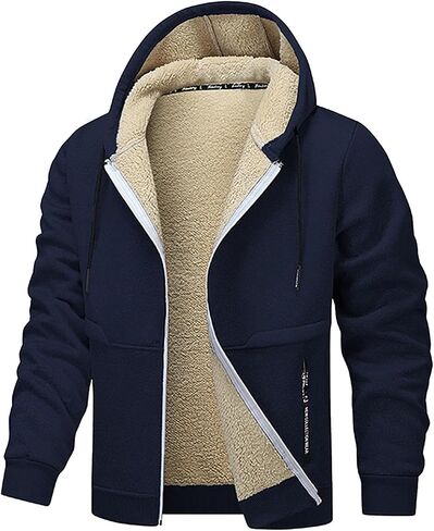 Mens Winter Track Suits 2 Piece Set - Sweat Suit for Men Sherpa Lined Zip Up Hoodies and Sweatpants with Zipper Pockets in Saudi Arabia