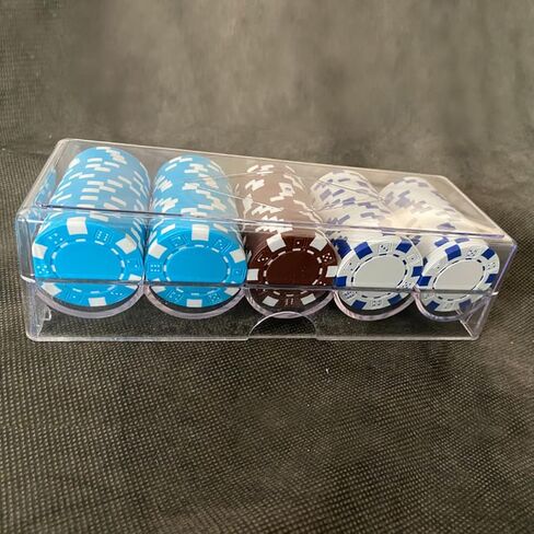 Acrylic Poker Chip Holder Box Lid 100-Piece Capacity Portable Chip Storage Tray for Home Games and Tournaments in Saudi Arabia