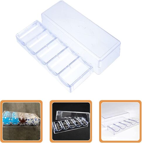 Acrylic Poker Chip Holder Box Lid 100-Piece Capacity Portable Chip Storage Tray for Home Games and Tournaments in Saudi Arabia