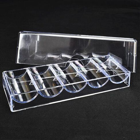 Acrylic Poker Chip Holder Box Lid 100-Piece Capacity Portable Chip Storage Tray for Home Games and Tournaments in Saudi Arabia