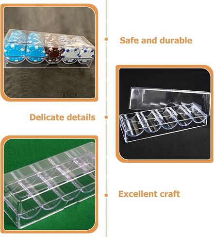 Acrylic Poker Chip Holder Box Lid 100-Piece Capacity Portable Chip Storage Tray for Home Games and Tournaments in Saudi Arabia