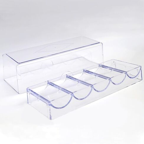 Acrylic Poker Chip Holder Box Lid 100-Piece Capacity Portable Chip Storage Tray for Home Games and Tournaments in Saudi Arabia