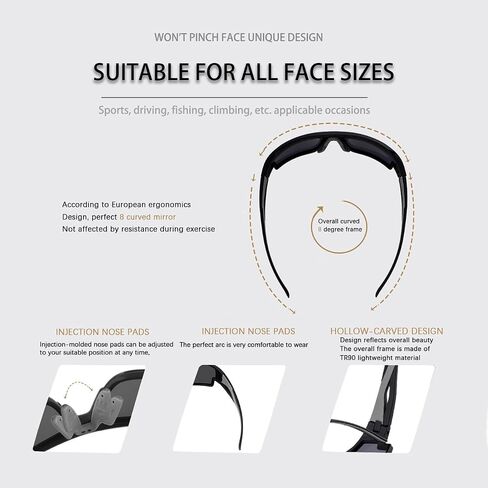 Sports Sunglasses for Cycling and Running - Retro Square Design, Lightweight for Women Men in Saudi Arabia