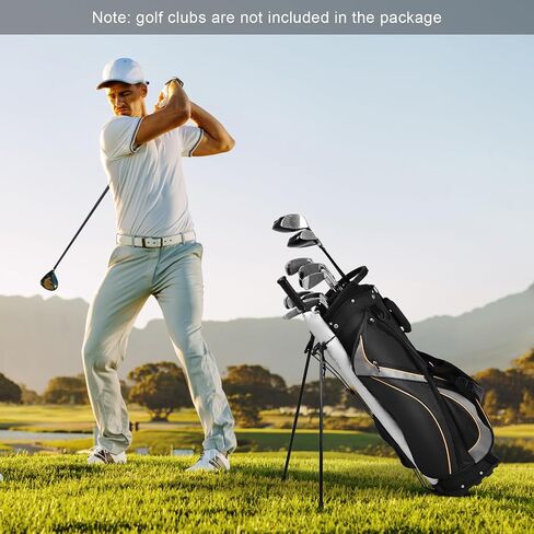 Goplus Golf Stand Bag, Golf Club Bag 8 Way Top Dividers, Cooler Bag, 7 Zippered Pockets, Adjustable Dual Strap, Rain Hood, 4.5LBS Lightweight Portable Golf Bag with Stand for Men Women in Saudi Arabia