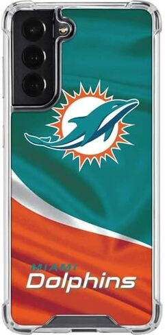 Skinit Clear Phone Case Compatible with Galaxy S22 - Officially Licensed NFL Miami Dolphins Design in Saudi Arabia