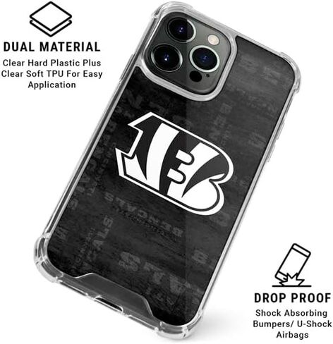 Skinit Clear Phone Case Compatible with iPhone 16 Pro Max - Officially Licensed NFL Cincinnati Bengals Black & White Design in Saudi Arabia