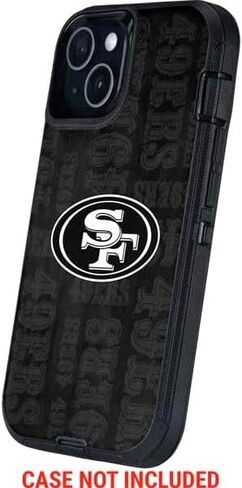 غلاف هاتف Skinit متوافق مع OtterBox Defender iPhone 13 - تصميم أبيض وأسود مرخص رسميًا من NFL San Franciso 49ers in Saudi Arabia