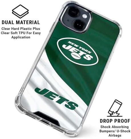 حافظة هاتف Skinit الشفافة متوافقة مع iPhone 15 - تصميم NFL New York Jets مرخص رسميًا in Saudi Arabia