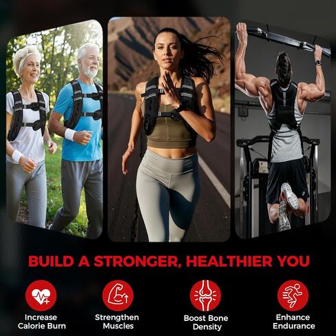 MIKOLO Weighted Vest, 8lb/12lb/16lb Weight Vest for Women & Men, Weight Vest with Reflective Stripe for Walking, Running, Strength Training & Workout(8lb) in Saudi Arabia