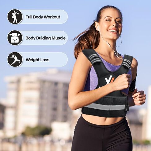 Weighted Vest Women Men - Adjustable Weighted Vest Woman with 6 Ironsand Weights, 4-10lb/11-20lb/21-32lb Vest for Walking, Running, Fitness, Strength Training, Workouts in Saudi Arabia