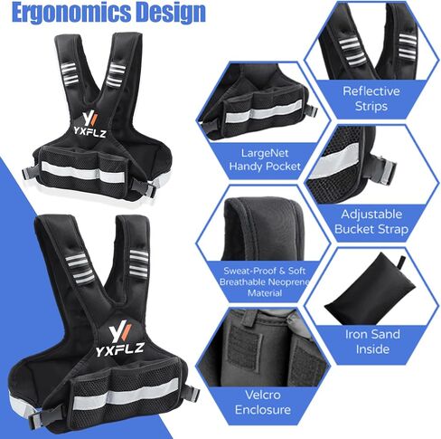 Weighted Vest Women Men - Adjustable Weighted Vest Woman with 6 Ironsand Weights, 4-10lb/11-20lb/21-32lb Vest for Walking, Running, Fitness, Strength Training, Workouts in Saudi Arabia