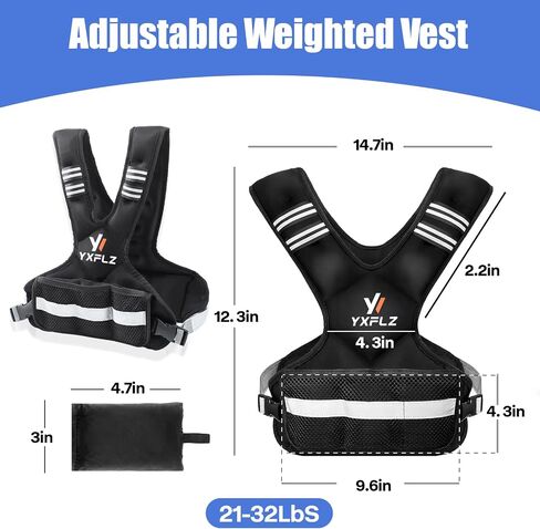 Weighted Vest Women Men - Adjustable Weighted Vest Woman with 6 Ironsand Weights, 4-10lb/11-20lb/21-32lb Vest for Walking, Running, Fitness, Strength Training, Workouts in Saudi Arabia