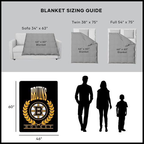 بطانية Northwest NHL Boston Bruins Silk Touch Throw - مرخصة رسميًا من NHL، صوف فائق النعومة - يوم لعب مريح أساسي للمعجبين، هدية للجنسين، 46 بوصة × 60 بوصة in Saudi Arabia