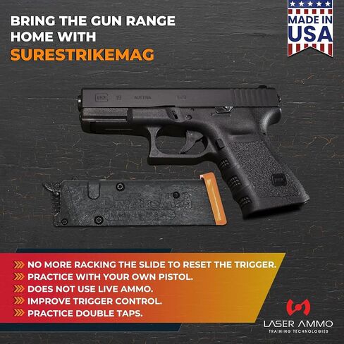 DRYFIREMAG + مجموعة تدريب SureStrike - Smart Dryfiremag مع ليزر تدريب Surestrike 9 مم (الفئة 1، الحد الأقصى للإخراج 3.5 ميجاوات) (اختر من بين اللون الأحمر أو غير المرئي) in Kuwait