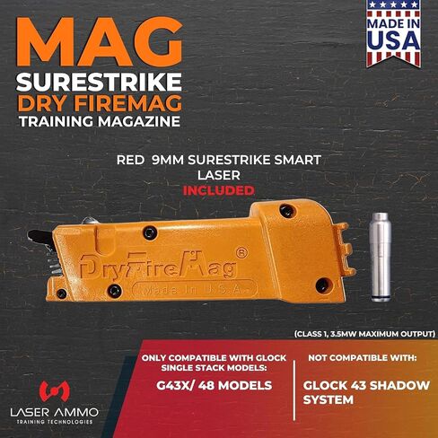 DRYFIREMAG + مجموعة تدريب SureStrike - Smart Dryfiremag مع ليزر تدريب Surestrike 9 مم (الفئة 1، الحد الأقصى للإخراج 3.5 ميجاوات) (اختر من بين اللون الأحمر أو غير المرئي) in Saudi Arabia