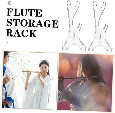 Acrylic Double-layer Flute Holder Stand Transparent Desktop Flute Organizer Rack Vertical Space-saving Display for Clarinet Woodwind Instrument Collection in Saudi Arabia