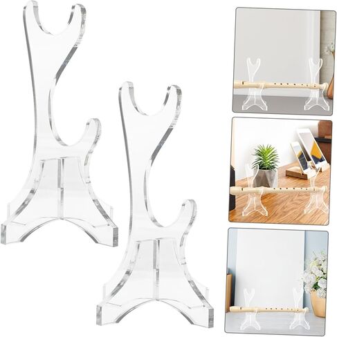 حامل عرض فلوت أكريليك مزدوج الطبقة، حامل سطح مكتب عمودي لمسجل السوبرانو، أدوات النفخ الخشبية الهندية، منظم موفر للمساحة مع توافق واسع وسهل in Kuwait