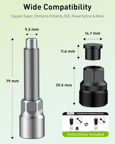 Pawfly Bicycle Crank Puller, Bike Crank Removal Tool, Bottom Bracket Tool with 8-Tooth Socket, Wrench & Top Cap, Bike Repair Kit for Square Taper Shimano & ISIS Splined Crank Arm in Saudi Arabia