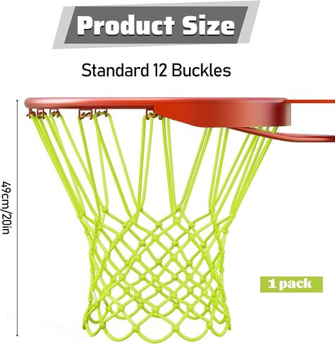 Glow in The Dark Basketball Net, Night Light Basketball Hoop Net, Glow Basketballs Nets Heavy Duty Fluorescent Yellow Outdoor Replacement Basketballs Nets, Anti-Whip for Indoor, Outdoor in Saudi Arabia