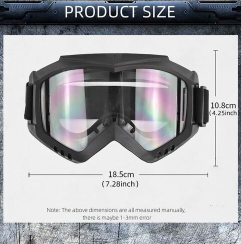 Safety Airsoft Goggles, Motorcycle Goggles Face Masks for Men Women 3mm Thicken Lens Tactical Glasses for Helmet Riding in Saudi Arabia