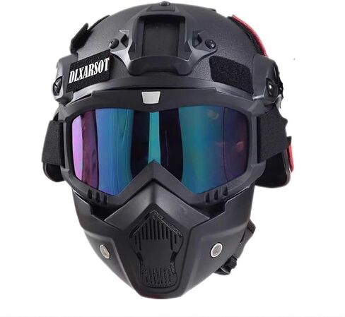 خوذة وقناع Airsoft تكتيكي، نظارات قناع وجه كامل قابلة للفصل مع حامل NVG وسكة جانبية، معدات Airsoft التكتيكية العسكرية in Kuwait