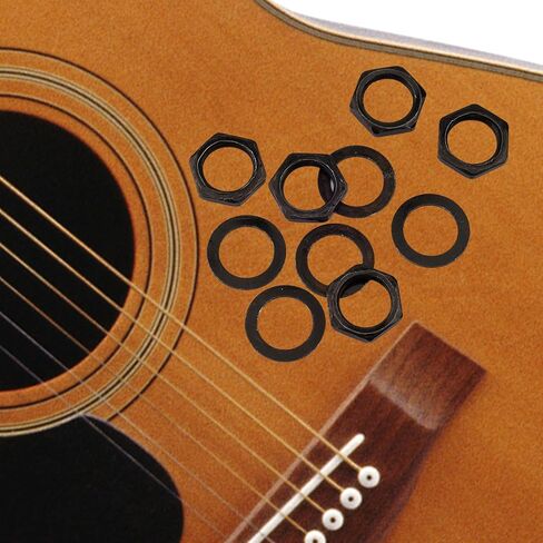 5Set Black Jack Socket Nuts, Potentiometer-Hex-Nut-Guitar-Jack Nut, Guitar Jacking Nut and Washers fo Pots, 3/8" Input Output Jack Socket Nuts, Washers Black Hex Nuting in Saudi Arabia