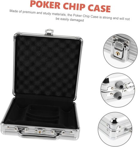 Milisten Alloy Poker Chip Case Handle for Large Capacity Storage – Portable Poker Chip Carrying Box Sturdy Aluminum Organizer in Kuwait
