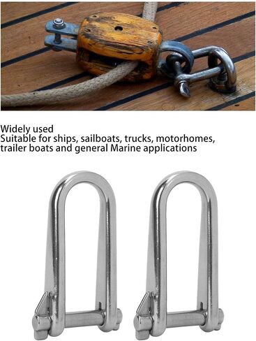 2pcs Long D Shackle,316 Stainless Steel Screw Pin D Ring Shackles,Heavy Duty 8mm D Ring Shackles Sailing Long D Shackle for Boats RVs Trailer in Saudi Arabia