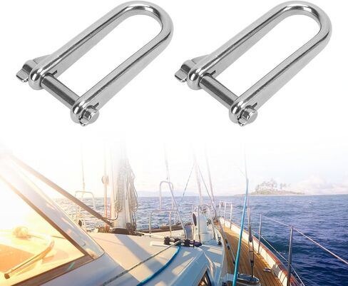 2pcs Long D Shackle,316 Stainless Steel Screw Pin D Ring Shackles,Heavy Duty 8mm D Ring Shackles Sailing Long D Shackle for Boats RVs Trailer in Saudi Arabia