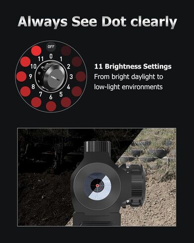 ARORY Red Dot Sight للبندقية، 2 MOA Dot، 1x 20 مم، بصريات Motion Awake Gun مع حامل Picatinny منخفض المستوى ورافعة Co-Witness in Saudi Arabia