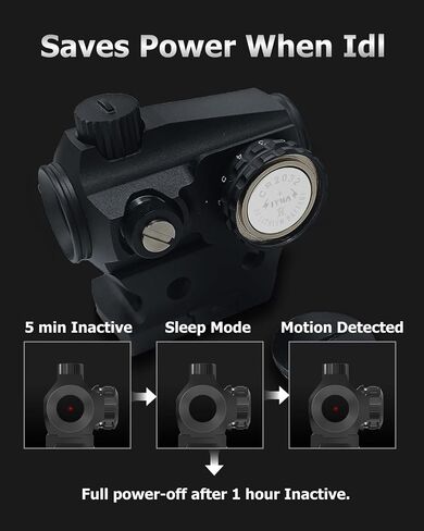 ARORY Red Dot Sight للبندقية، 2 MOA Dot، 1x 20 مم، بصريات Motion Awake Gun مع حامل Picatinny منخفض المستوى ورافعة Co-Witness in Saudi Arabia