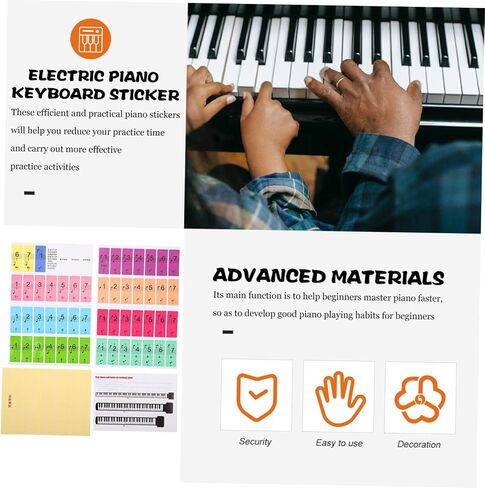 GALPADA 2pcs Piano Keyboard Decal Beginner Piano Sticker Electronic Organ Keyboard Sticker Supply in Saudi Arabia