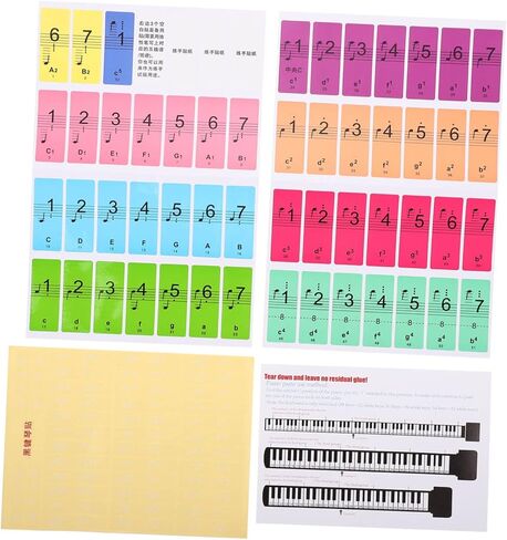 BESPORTBLE 2pcs Piano Keyboard Stickers Piano Accessories Easy to Read Made for Beginners in Kuwait