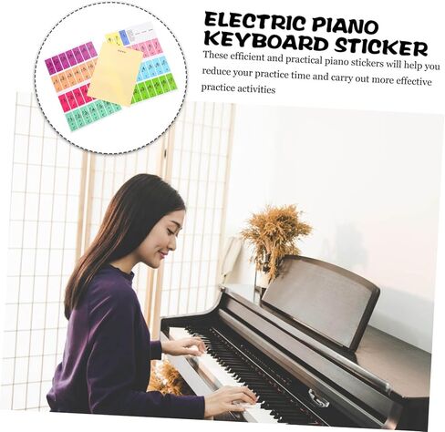 BESPORTBLE 2pcs Piano Keyboard Stickers Piano Accessories Easy to Read Made for Beginners in Kuwait