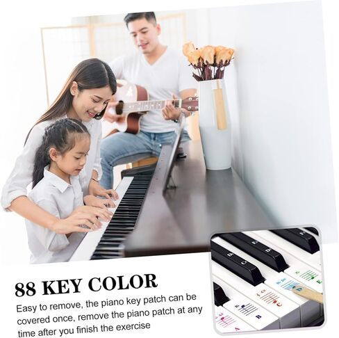 BESPORTBLE Colorful Piano Keyboard Stickers 88-Key Decals for Beginners 2-Piece Set of Piano Introductory Stickers for Easy Learning in Kuwait