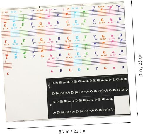 BESPORTBLE Colorful Piano Keyboard Stickers 88-Key Decals for Beginners 2-Piece Set of Piano Introductory Stickers for Easy Learning in Kuwait