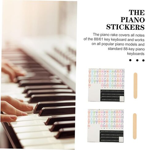 BESPORTBLE Colorful Piano Keyboard Stickers 88-Key Decals for Beginners 2-Piece Set of Piano Introductory Stickers for Easy Learning in Kuwait