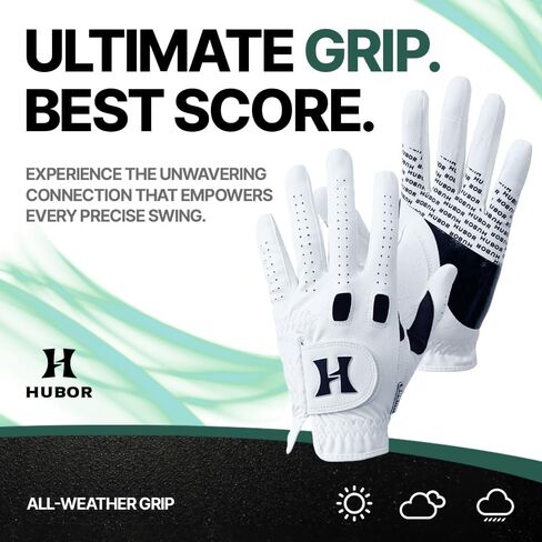 HUBOR Golf Glove Grip 2 - قفاز جولف شبكي وجلدي للرجال/النساء مناسب لجميع الأحوال الجوية in Saudi Arabia