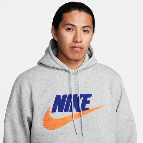 بلوفر بغطاء للرأس للرجال من Nike Club Fleece (FN3104-063، رمادي داكن منقط/رمادي دخاني فاتح/) مقاس صغير in Kuwait