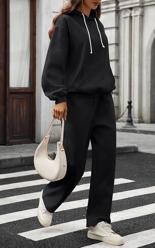 Women's 2 Piece Outfits Lounge Sets Floral Bow Fleece Long Sleeve Hoodies Sweatpants Sweats Track Suits Set in Kuwait