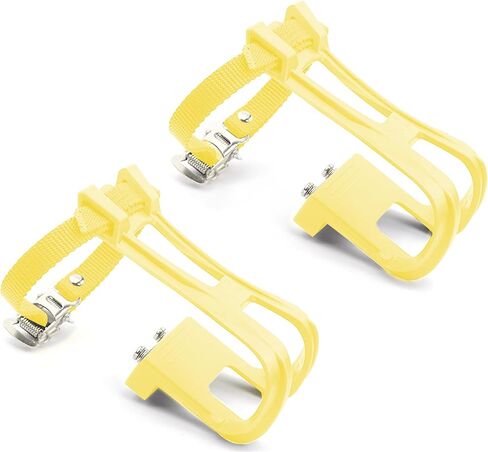 Toe Clip Straps - Nylon Bike Pedal Clips for Road & Mountain Bicycles | Secure Fit for Cycling & MTB | Multiple Colors (Black, Grey, Green, Red, Yellow) in Saudi Arabia