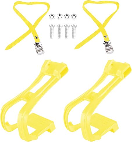 Toe Clip Straps - Nylon Bike Pedal Clips for Road & Mountain Bicycles | Secure Fit for Cycling & MTB | Multiple Colors (Black, Grey, Green, Red, Yellow) in Saudi Arabia