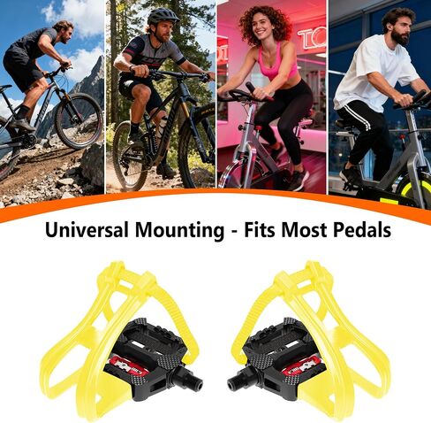 Toe Clip Straps - Nylon Bike Pedal Clips for Road & Mountain Bicycles | Secure Fit for Cycling & MTB | Multiple Colors (Black, Grey, Green, Red, Yellow) in Saudi Arabia