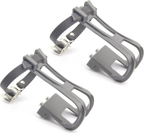 Toe Clip Straps - Nylon Bike Pedal Clips for Road & Mountain Bicycles | Secure Fit for Cycling & MTB | Multiple Colors (Black, Grey, Green, Red, Yellow) in Saudi Arabia