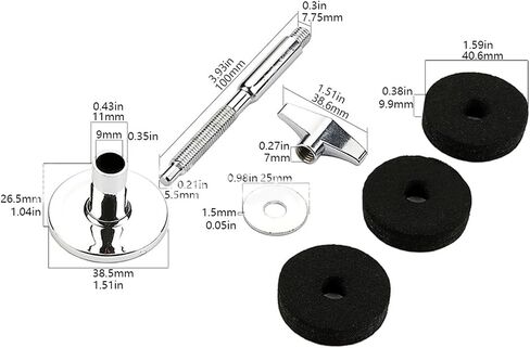 Walfront Cymbal Stacker Arm Holder Aluminum Alloy Felt Drum Hardware Water Cymbal Stand Attachmentfor Drummers & Percussionists (Silver) in Saudi Arabia