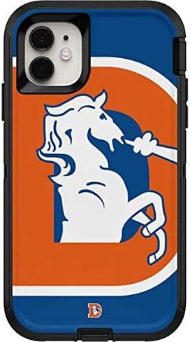 ملصق Skinit متوافق مع حافظة OtterBox Defender iPhone 11 - تصميم شعار NFL Denver Broncos Retro مرخص رسميًا in Saudi Arabia