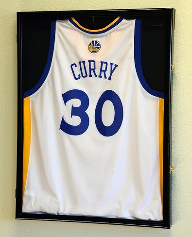 Basketball Jersey Display Case Cabinet Shadow Box 98% UV, Black Finished in Saudi Arabia