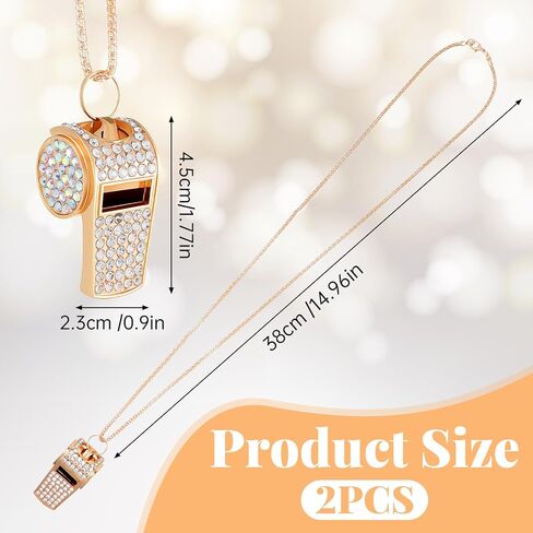 2 Pack Bling Rhinestone Whistles with Lanyard, Metal Whistle Emergency Sports Whistle, Accessories Loud Crisp Sound for Coach Captain Referee Teacher in Kuwait